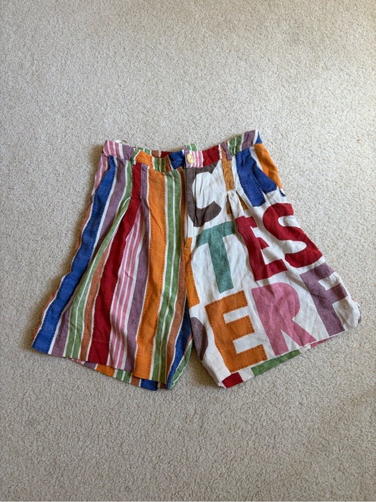 FARM Rio Pants - Farm Rio Multi Color High Waist Stripes Letters Shorts Size P Small